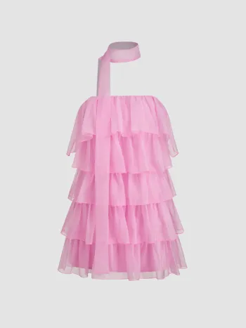 Mini-Tüllkleid mit Schal und einstellbaren Riemen