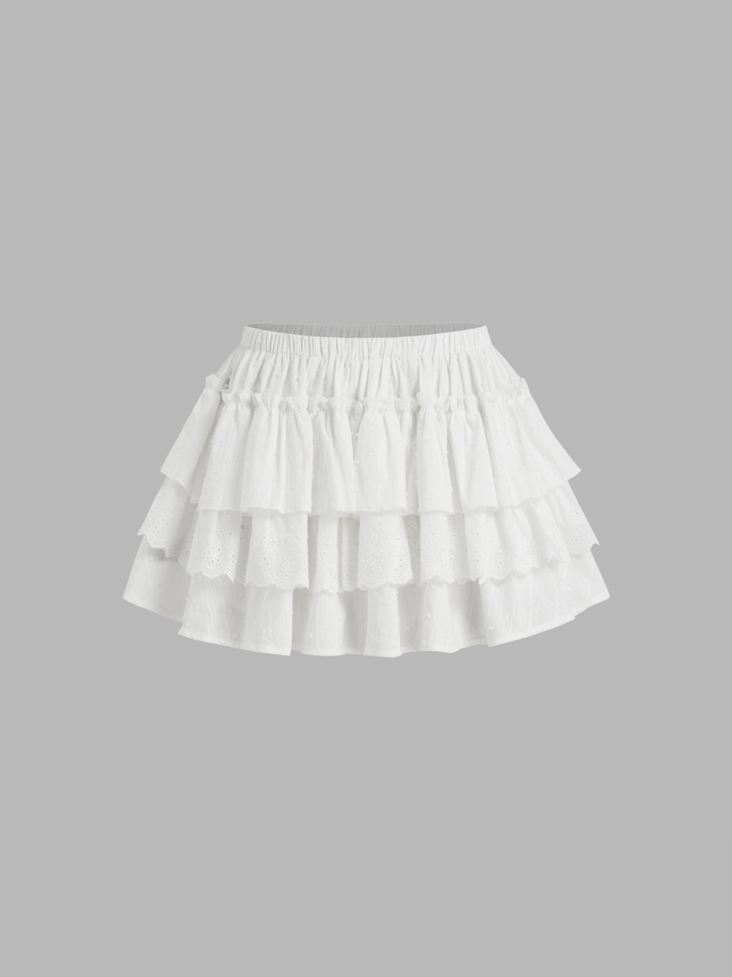 100% Cotton Mid Rise Broderie Anglaise Layered Mini Skirt
