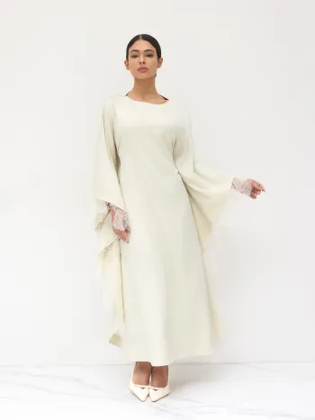 Rundhals-Lace-Patch-Cut-Out-Over-Size-Maxikleid