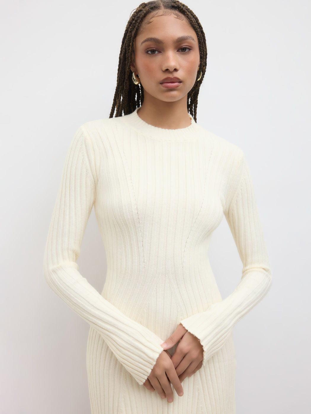 Ribbed Round Neck Ruffle Mini Dress