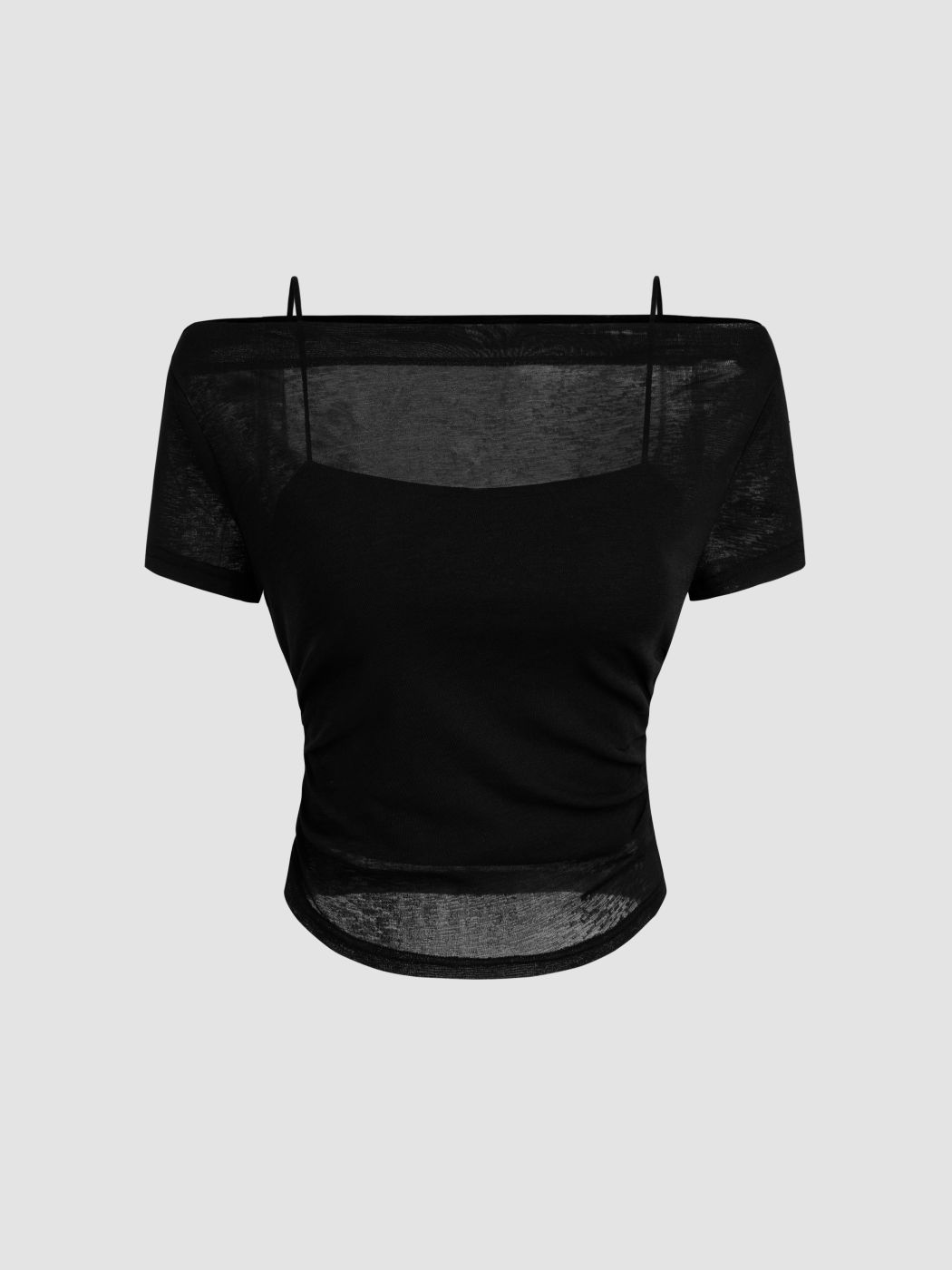 Off-shoulder Rüschen Kurzärmliges T-Shirt & Cami Oberteil