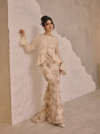 Satin Boat Neck Ruffle Maxi Dress