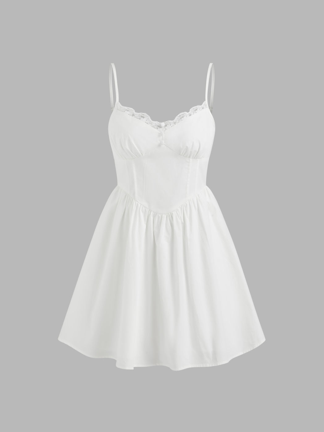 Süße Baikol-Lazierdekorierte Mini-Kleid aus Baumwolle