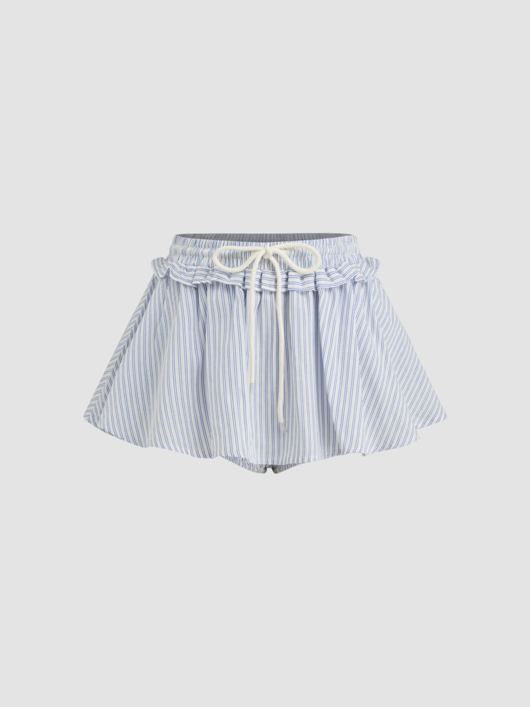 Cotton-blend Mid Rise Stripe Knotted Mini Skirt