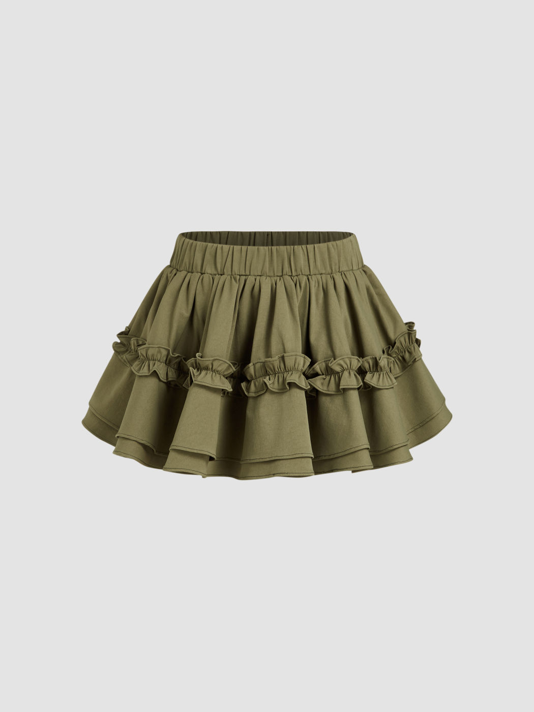 Mid Rise Lettuce Trim Layered Mini Skirt