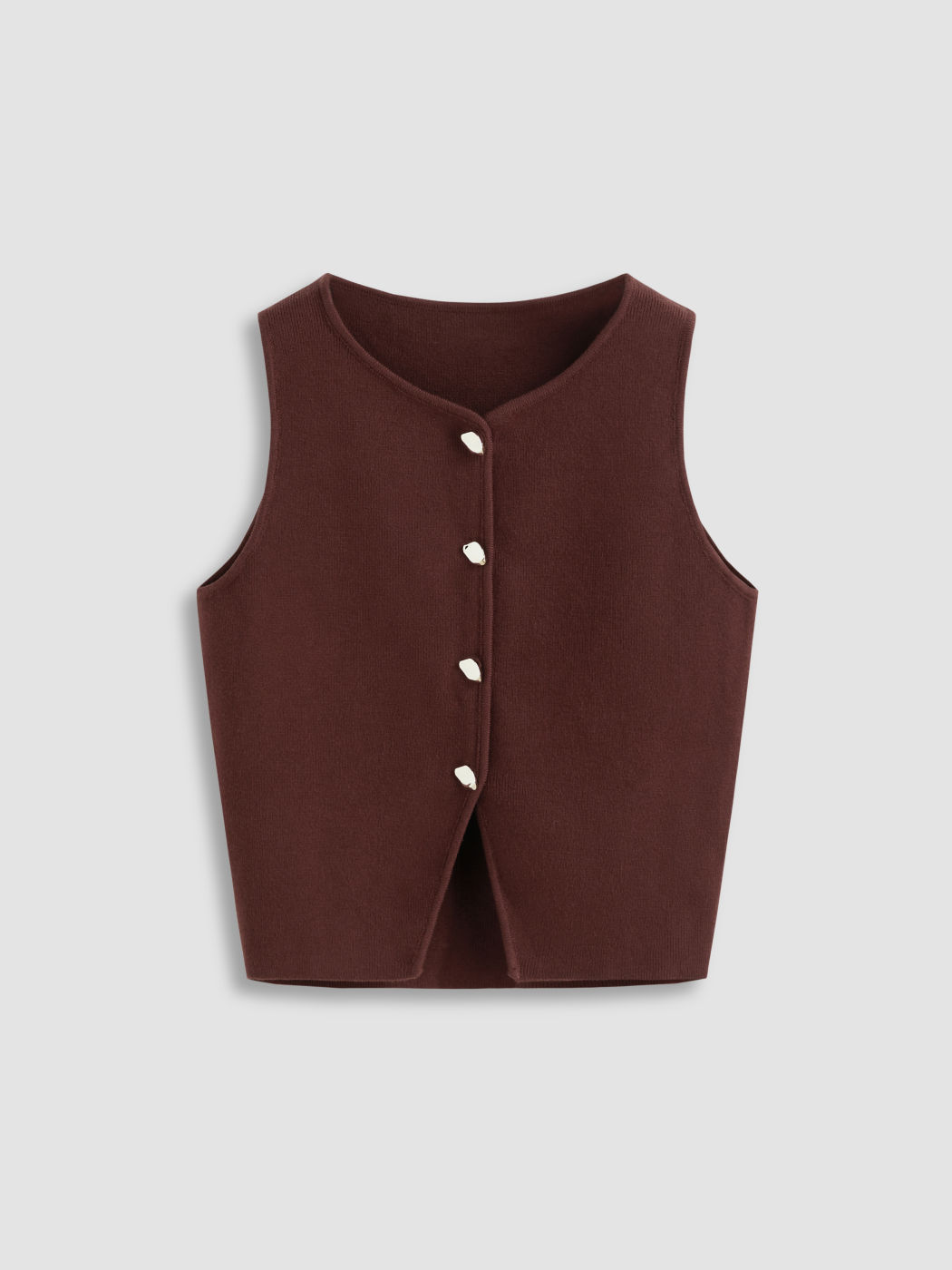 Knit Metal Button Split Vest