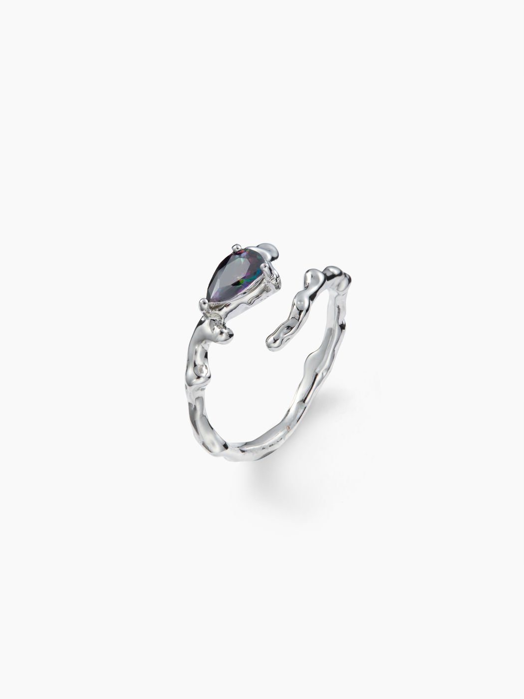 Divine Gem Crystal Silver Cuff Ring