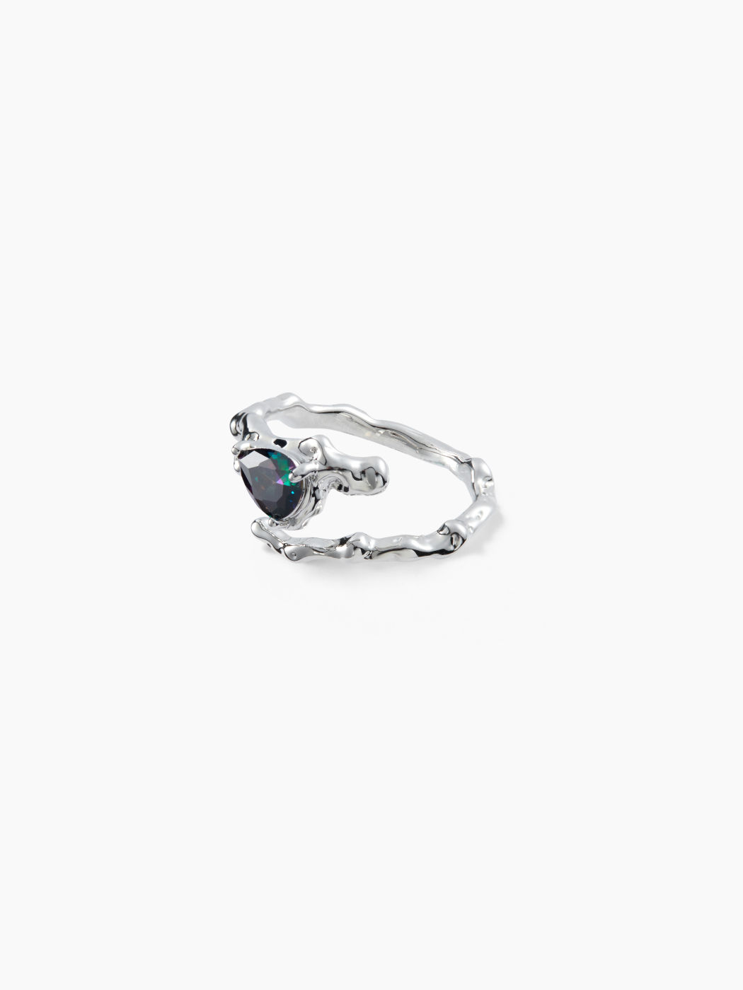Divine Gem Crystal Silver Cuff Ring