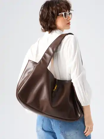 PUSH-LOCK DECOR FAUX LEATHER TOTE BAG