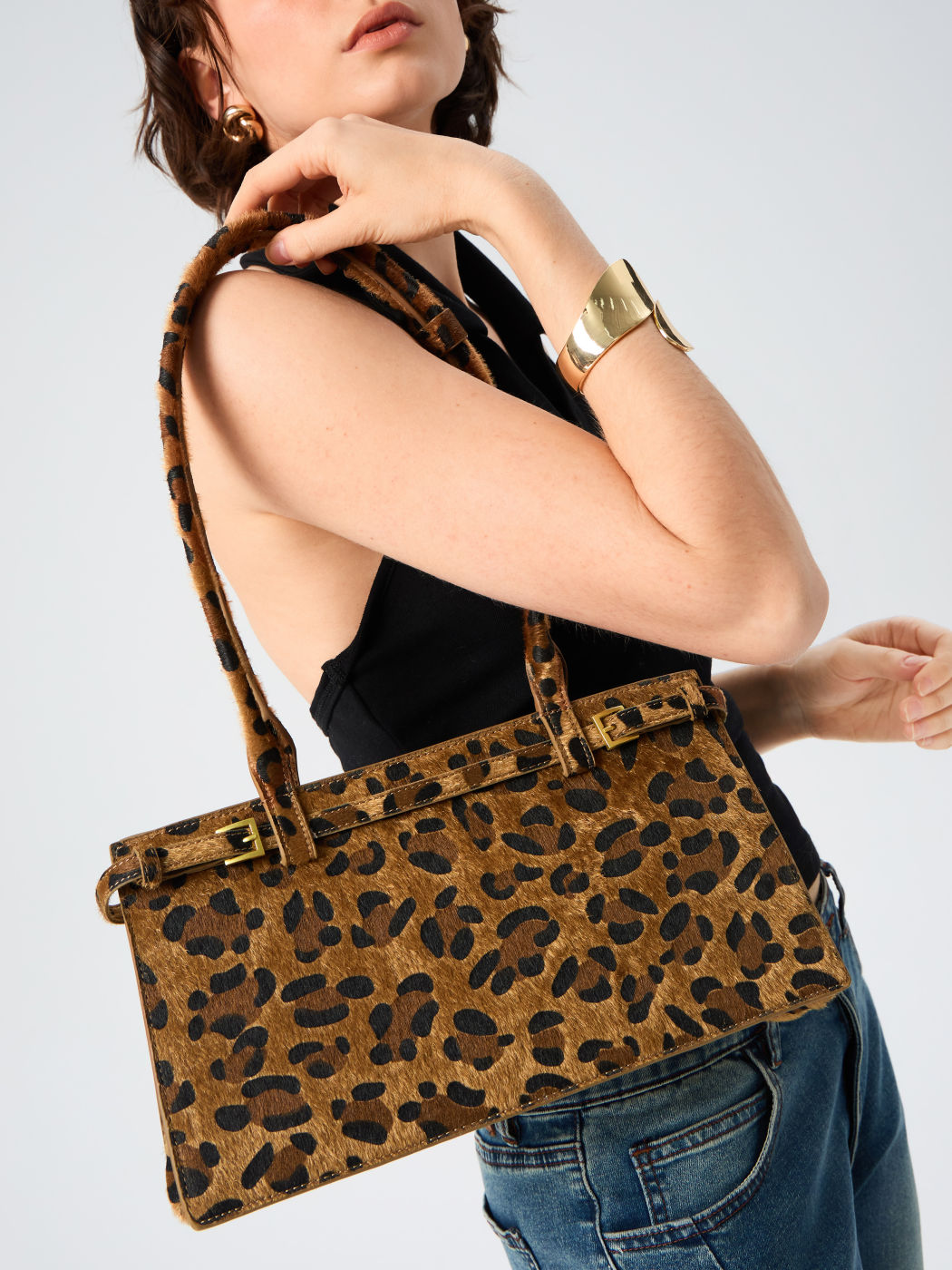 Leopardenmuster Gürteltasche aus Kunstfell