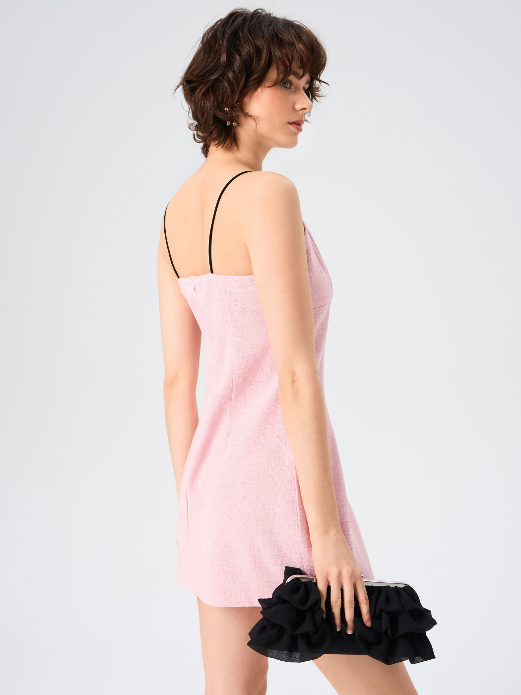 RUFFLE TRIM CLUTCH BAG