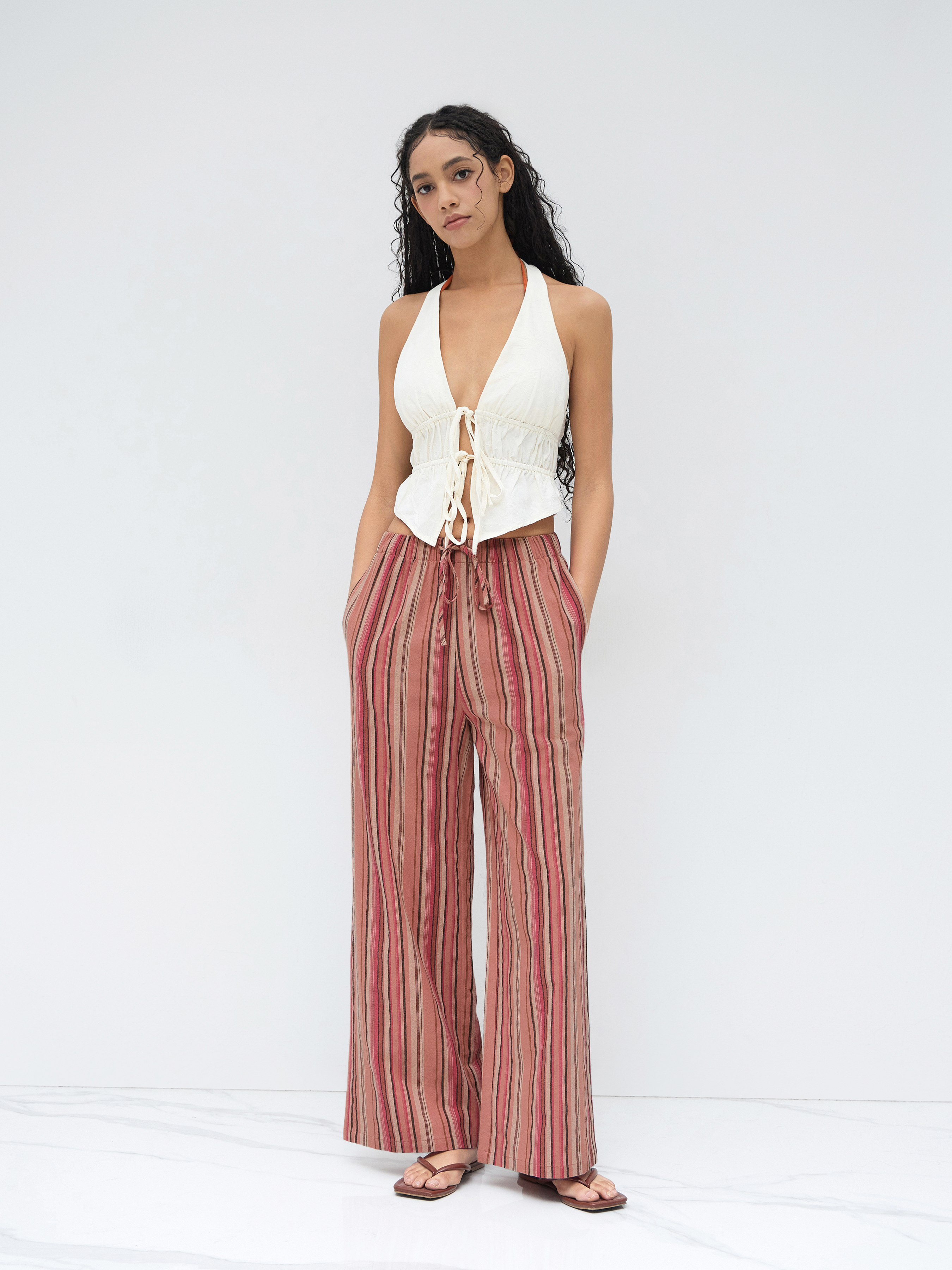 【Cider】ストライプ ストレート レッグ パンツ Casual Stripe Trousers