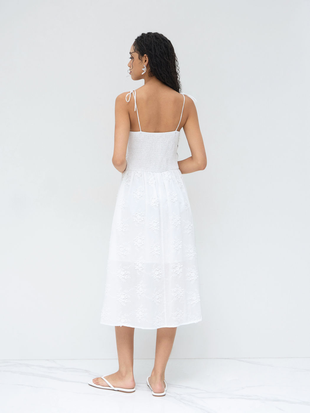 Cotton Scoop Neckline Floral Knotted Maxi Dress