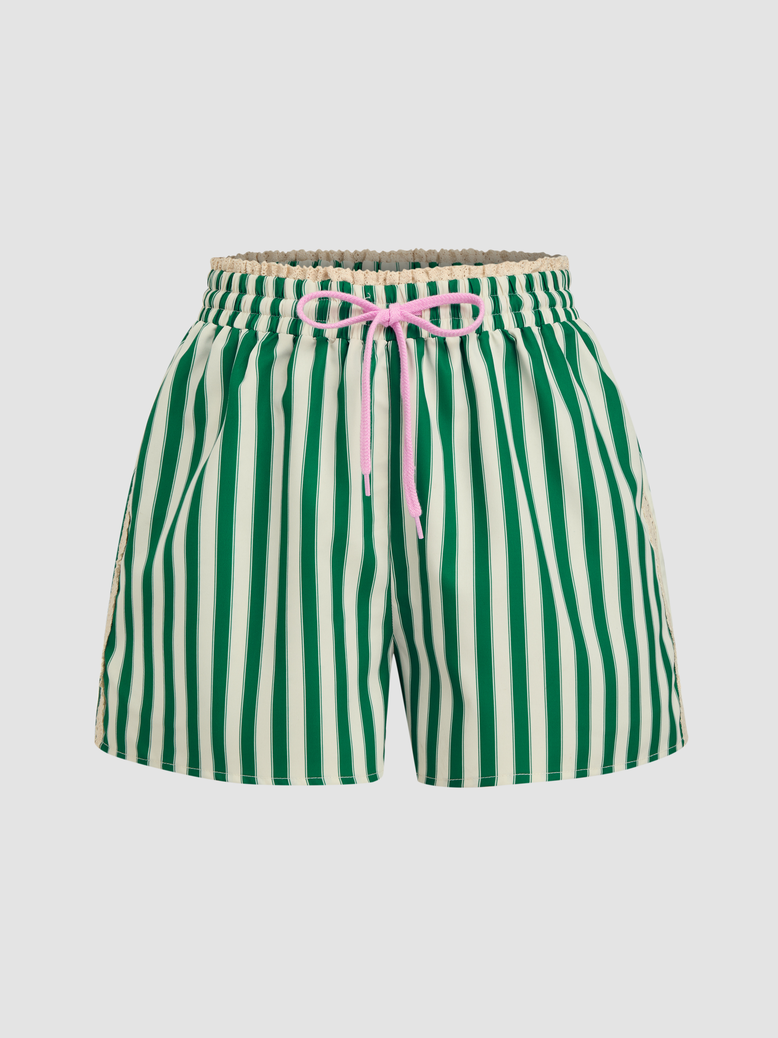 Woven Cotton Cotton-blend Mid Rise Striped Bermuda Shorts