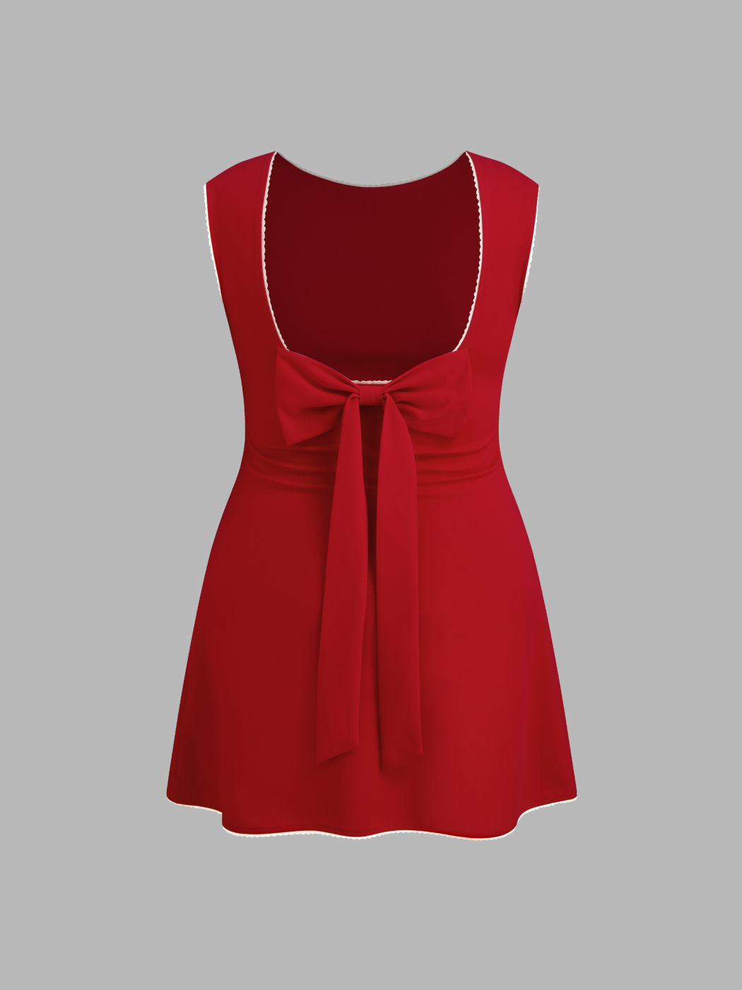 Boat Neck Bowknot Backless Mini Dress Curve & Plus