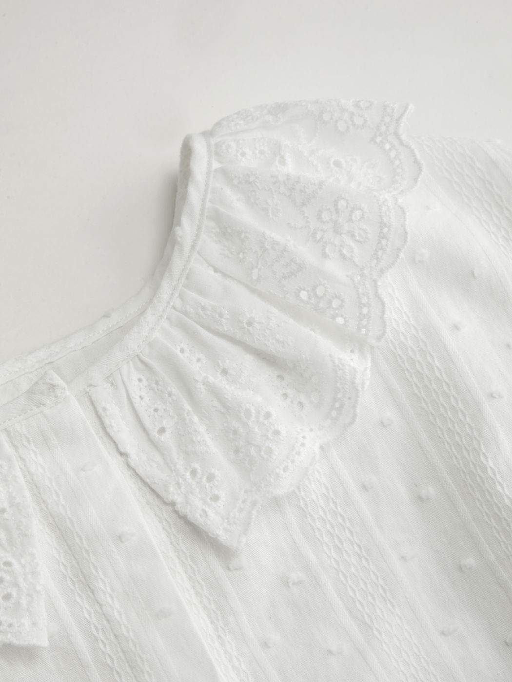 Broderie Anglaise 100% Cotton Drawstring Puff Sleeve Oversized Top