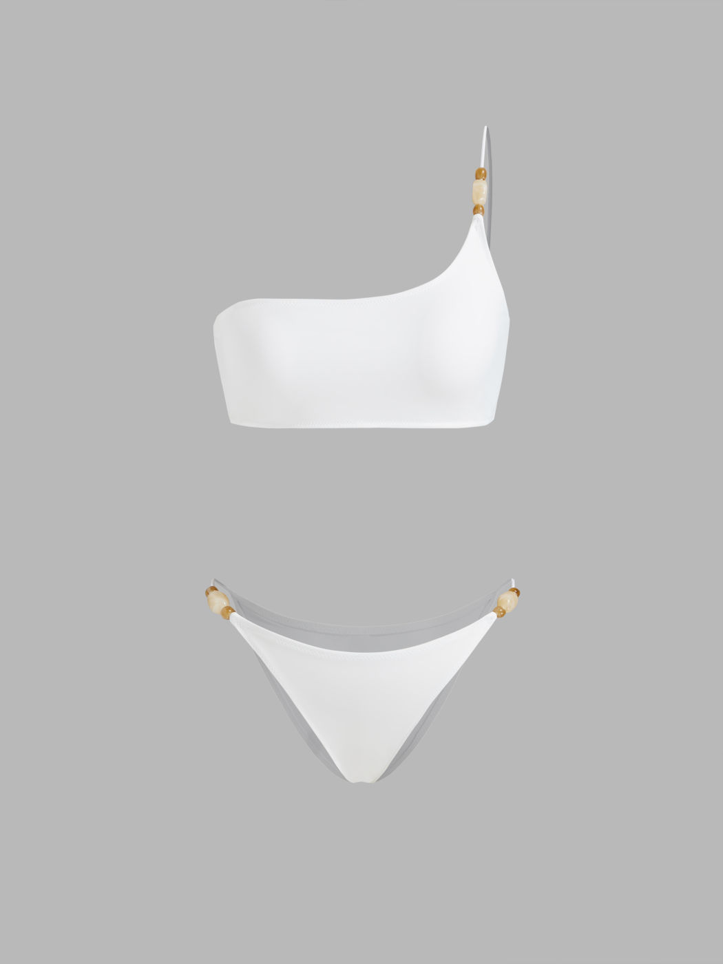 Asymmetrical Neck Beaded Bracelet Bikini Set