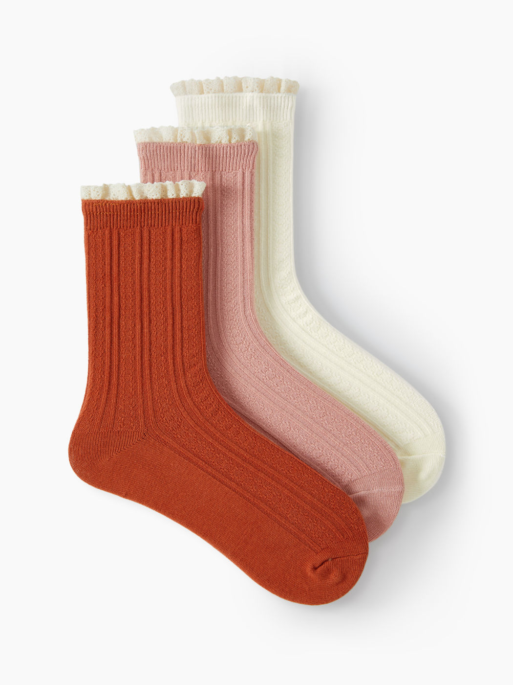 3 PAIRS RUFFLE CREW SOCKS