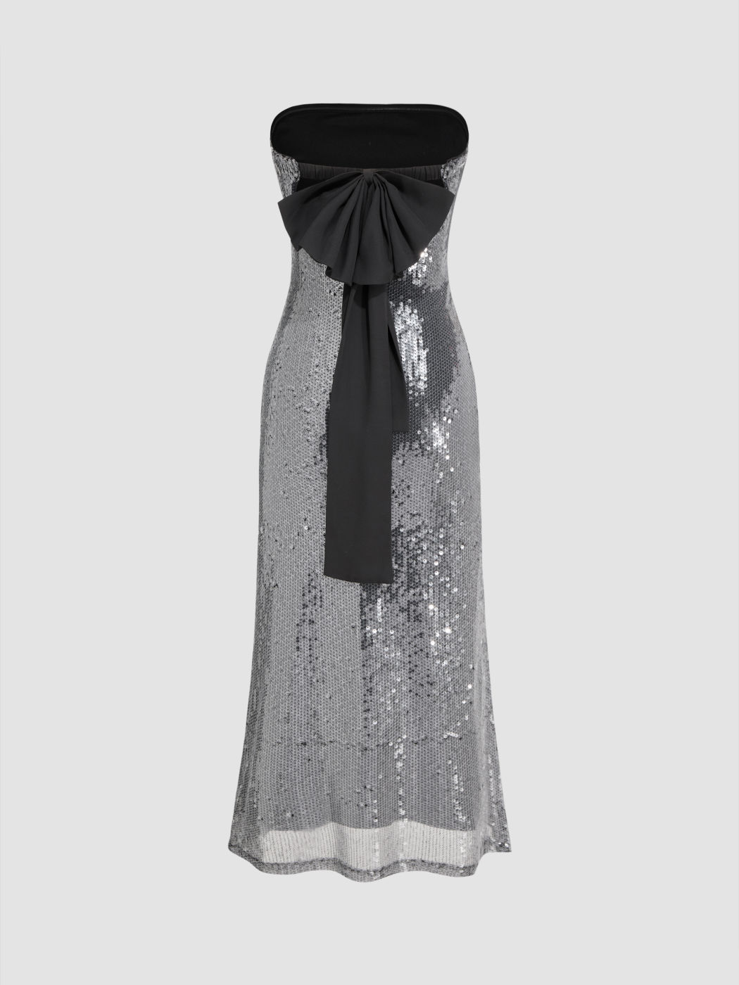 Sequins Bandeau Bowknot Maxi Dress