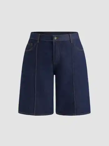 Cider Denim Mid Rise Bermuda Jorts Curve & Plus