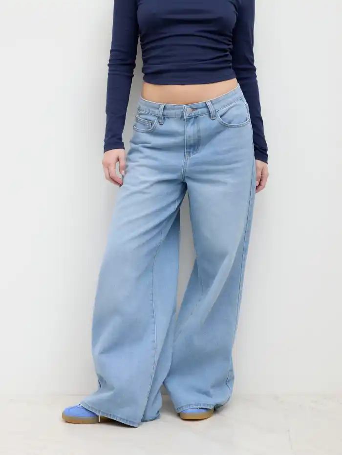Cider Denim V-neck Button Pocket Wide Leg Jumpsuit