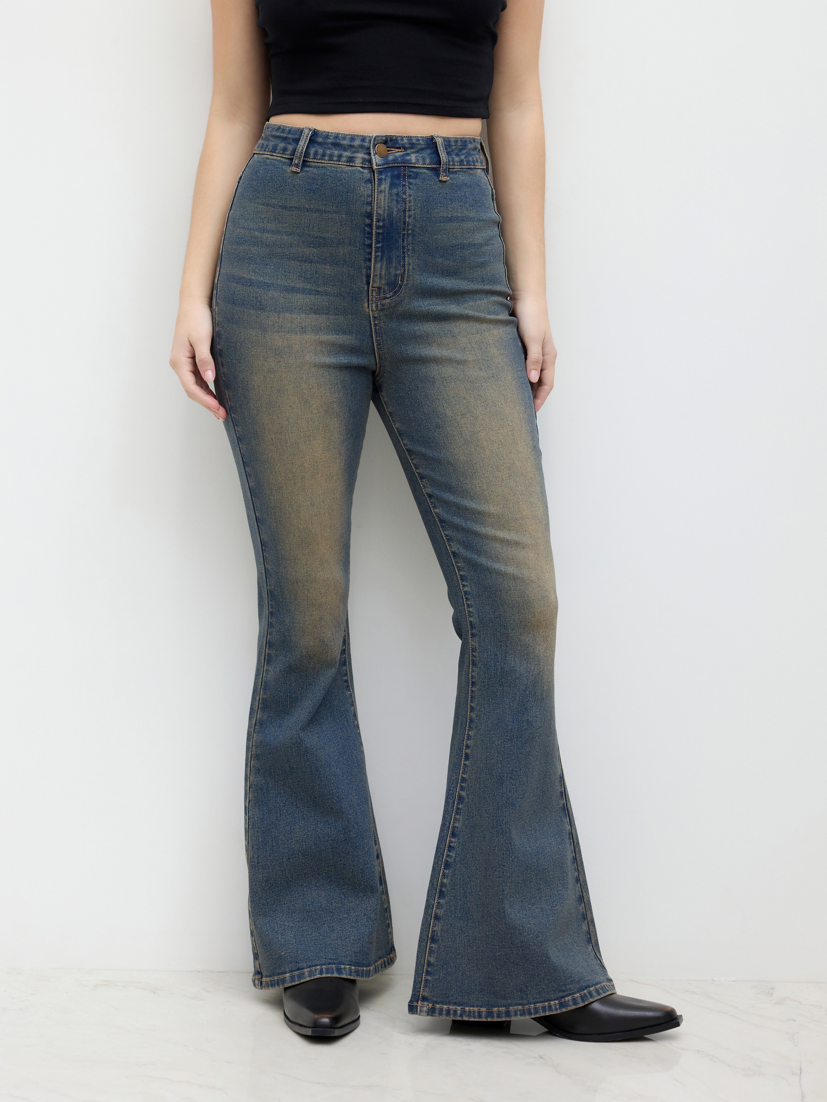 Denim High-Rise Flare For Daily Casual Denim High-Rise Flare For Daily Casual