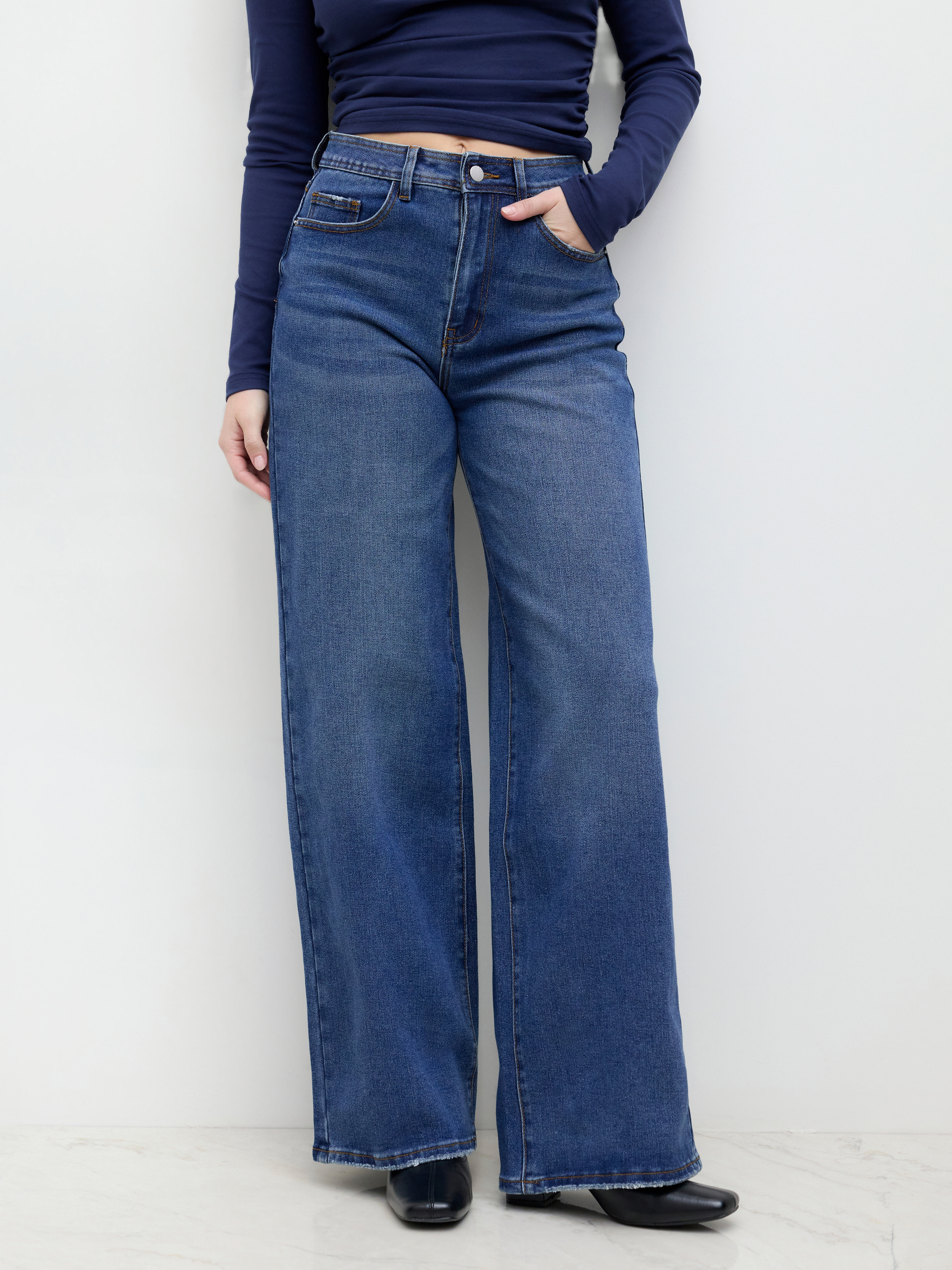 【SATIIIZ】Deueddy Washing Long Wide Denim Pants SATIIIZ】Deueddy Washing Long Wide Denim Pants (SATiiiZ