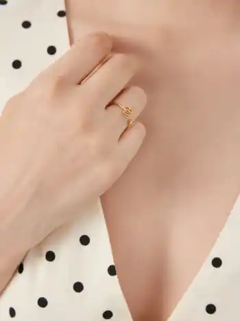 LETTER ZIRCON STAINLESS STEEL OPEN RING