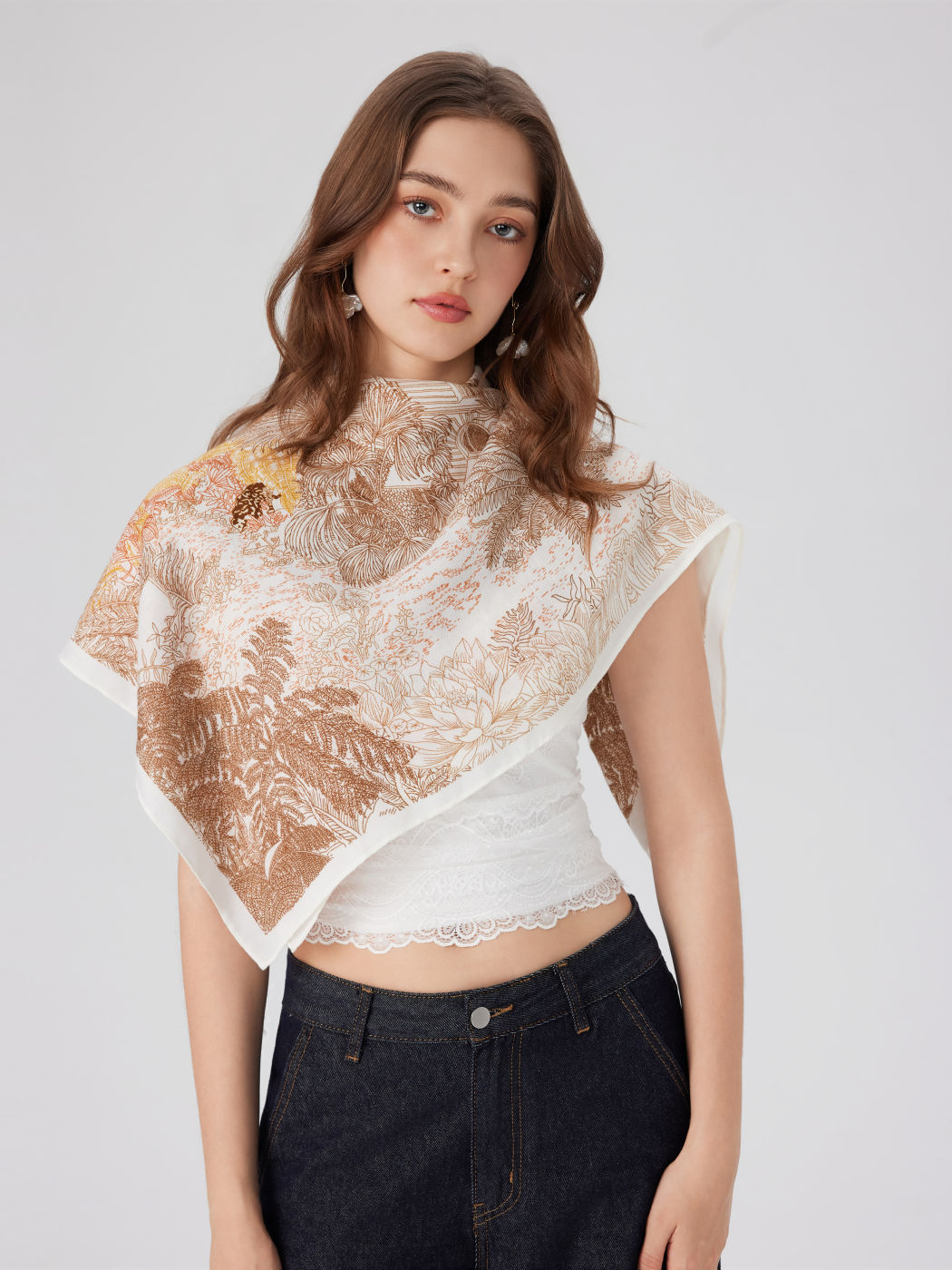JACQUARD QUADRATISCHE FAKE-SILK SCHALES