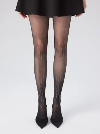 Rhinestones Streifen Strumpfhosen