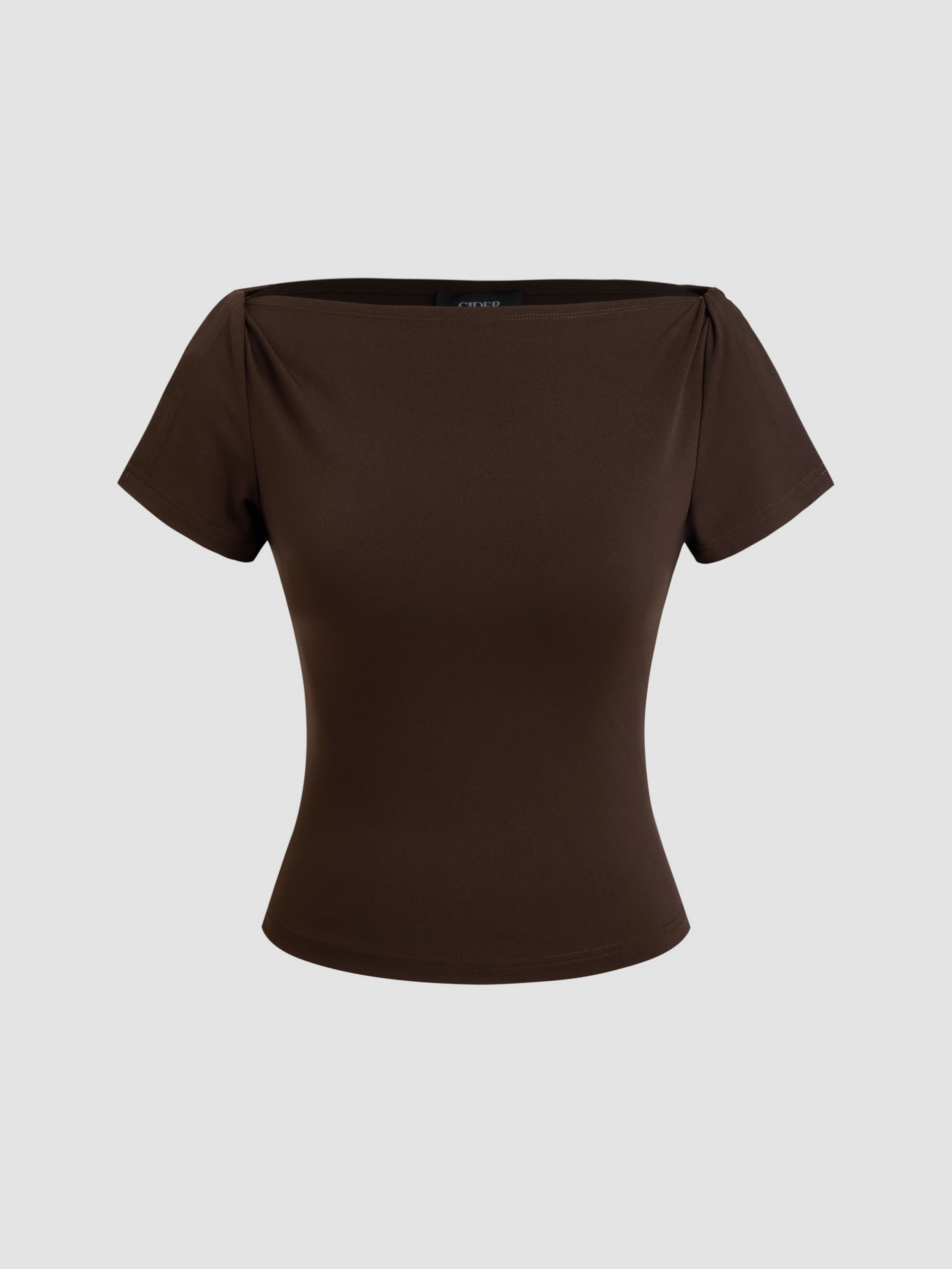 Knit Fabric Round Neckline Solid Button Short Sleeve Top For