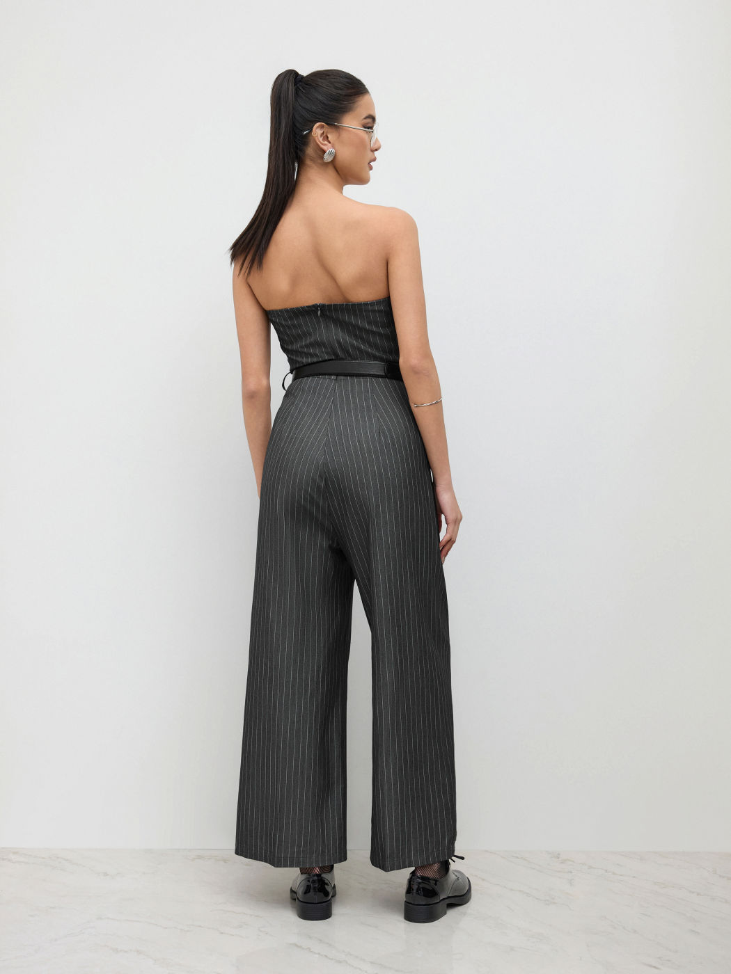 Bandeau Stripe Jumpsuit With Belt