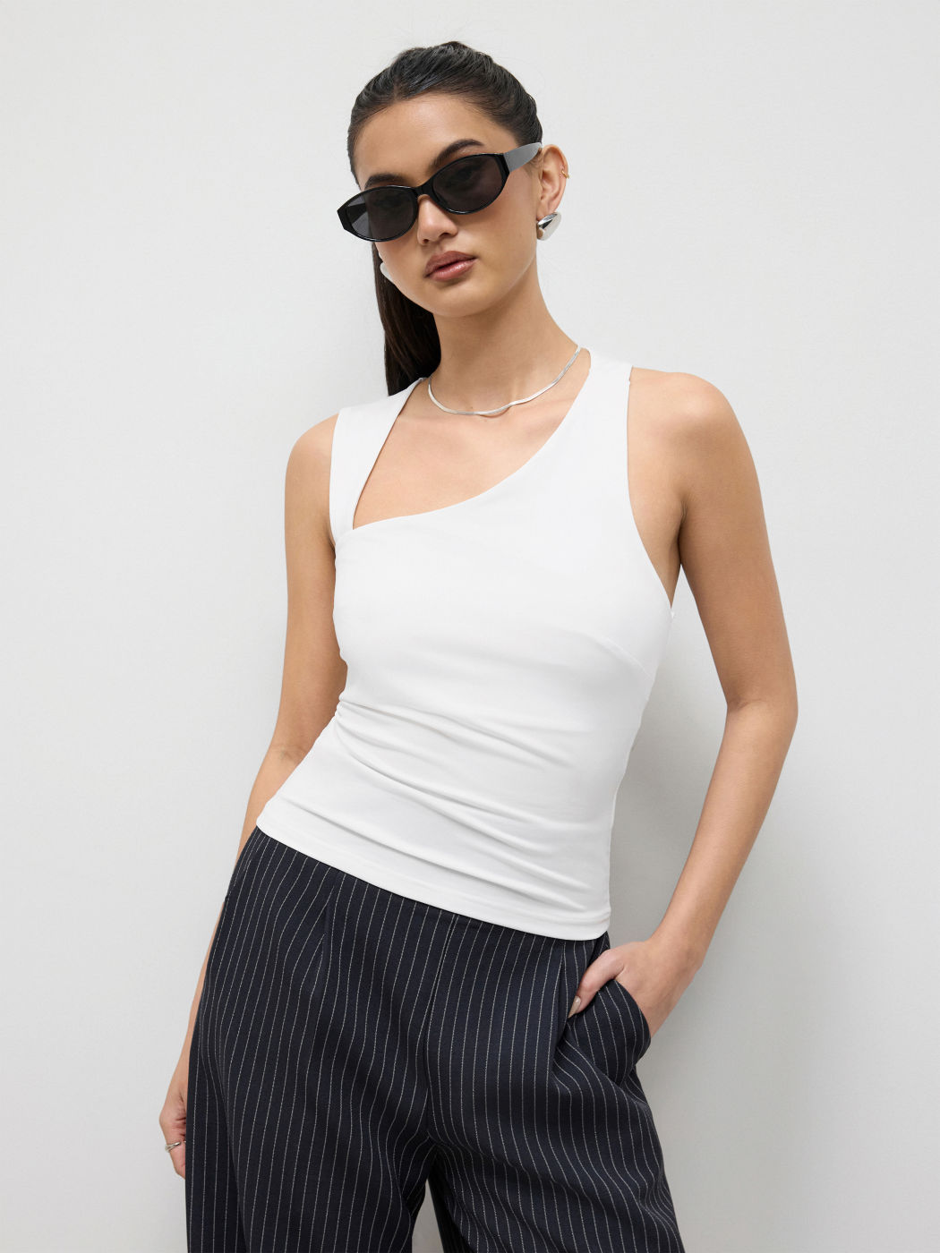 Asymmetrical Neck Tank Top