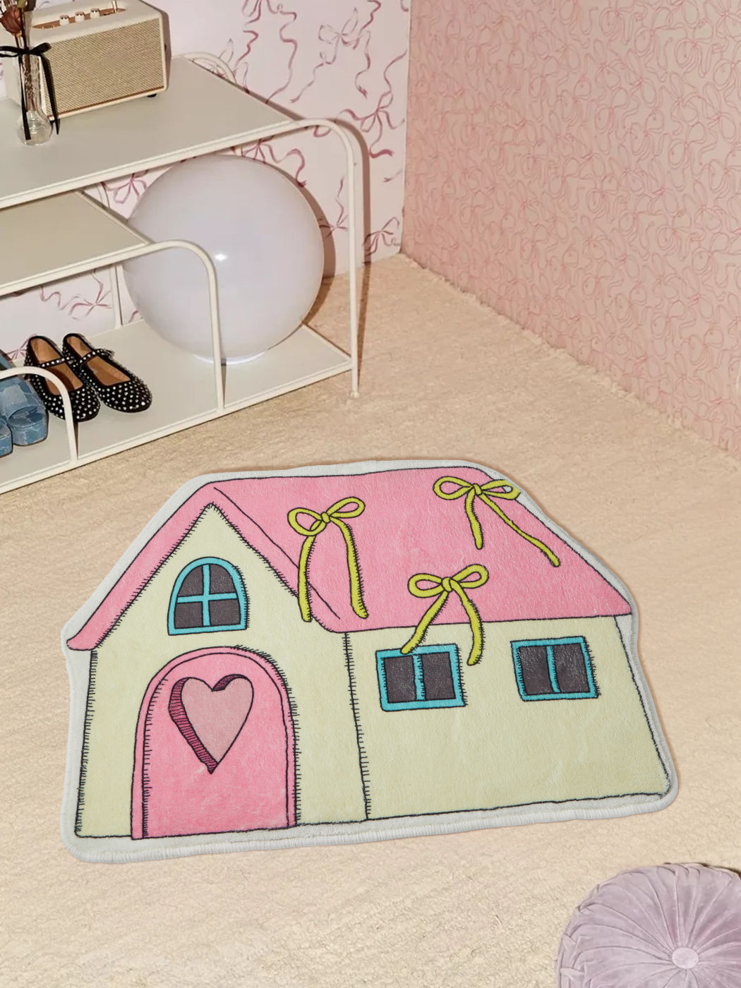 BOWKNOT & HEART HOUSE RUG