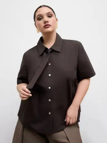 Mid Waist Pleated Pocket Wide Leg Pants Curve & Plus