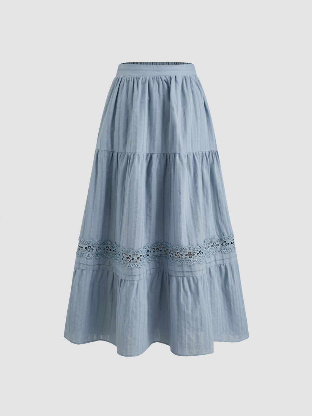 Cotton Mid Rise Floral Ruffle Tiered Maxi Skirt