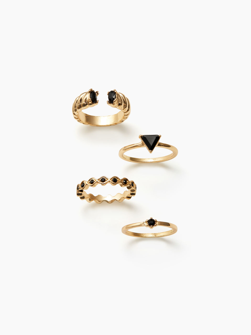 SET DI ANELLI DECORATIVI CON STRASS, 4 PEZZI