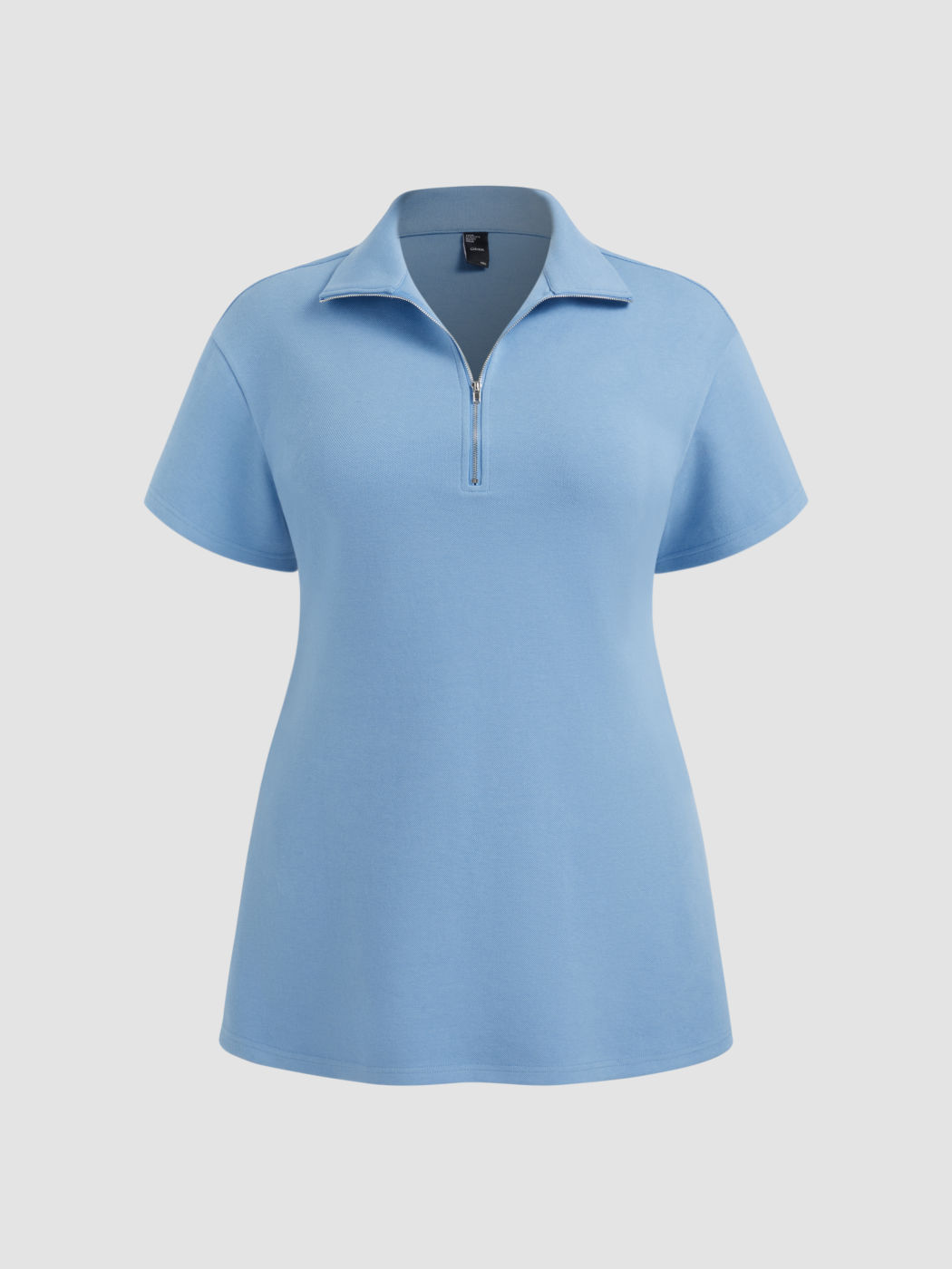 Cotton-blend Polo Half Zip Mini Dress Curve & Plus
