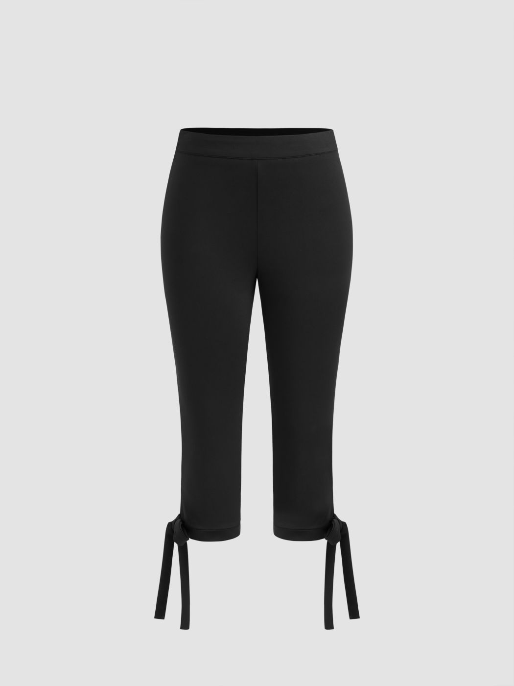 Mid Rise Knotted Capri Cigarette Trousers