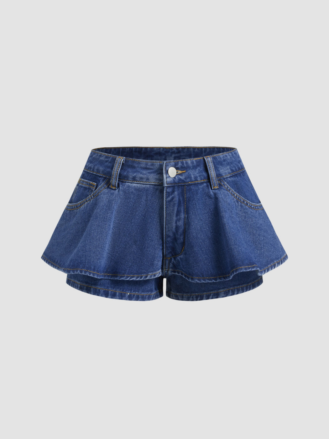 Cider Denim Low Rise Ruffle Micro Shorts