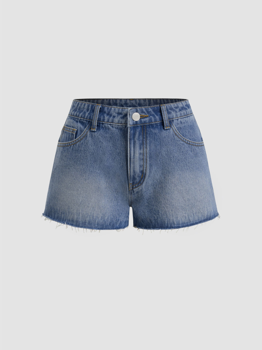 Cider Denim Low Rise Raw Hem Micro Shorts