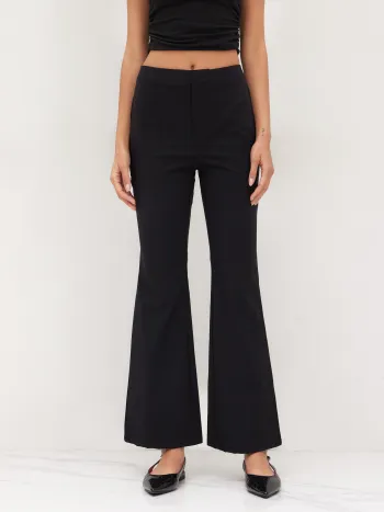 Stretch Mid Rise Flared Trousers