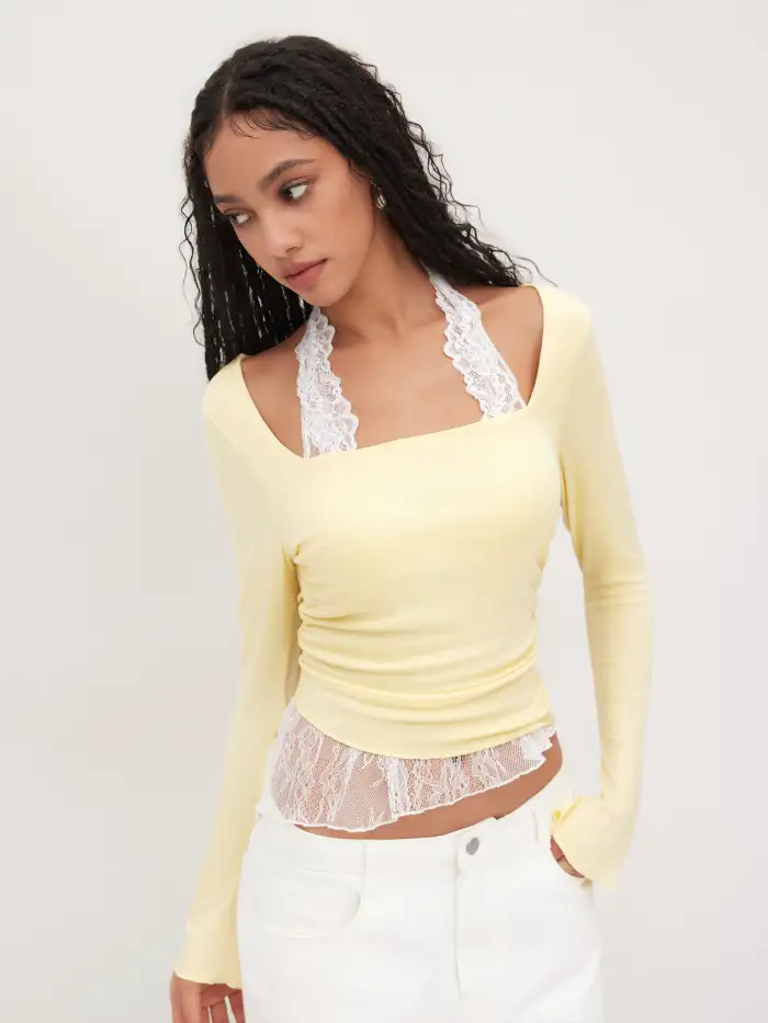 Knit Fabric Cowl Neck Backless Chain Detail Cami Top For Date