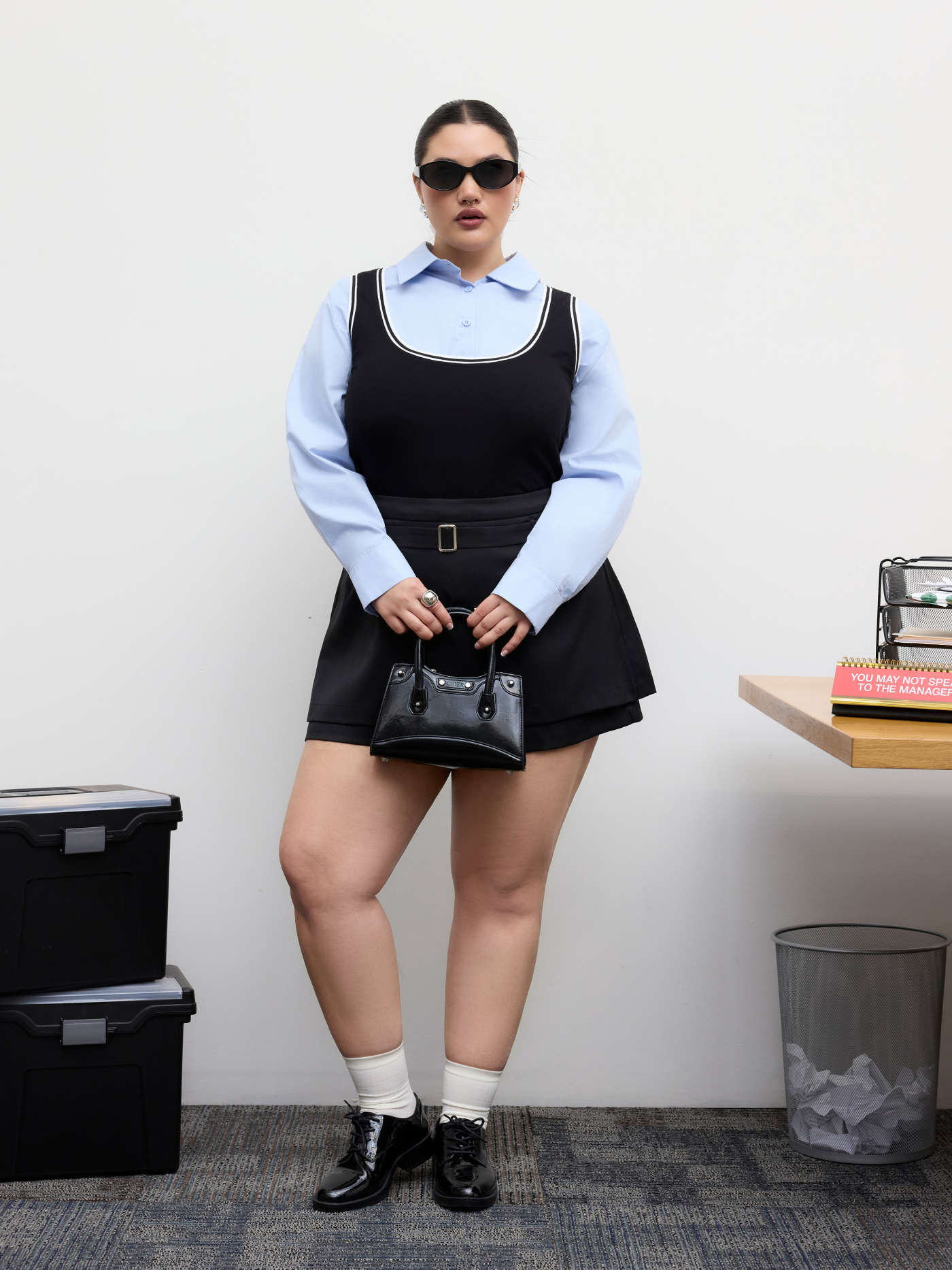 Mid Rise Skort With Belt Curve & Plus