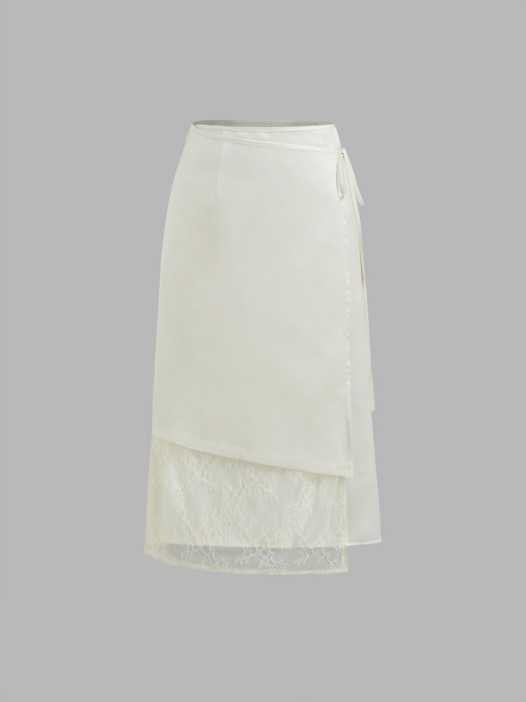 Satin-Latentasymetrisches Hem Wrap Maxi-Skirt