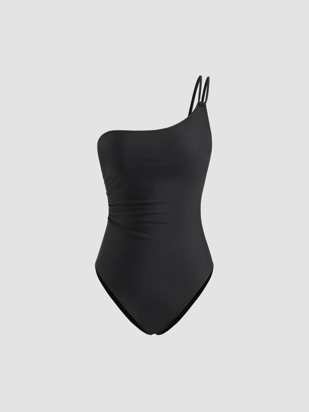 Shaping Asymmetrical Neck Ruched One Piece Swimsuit