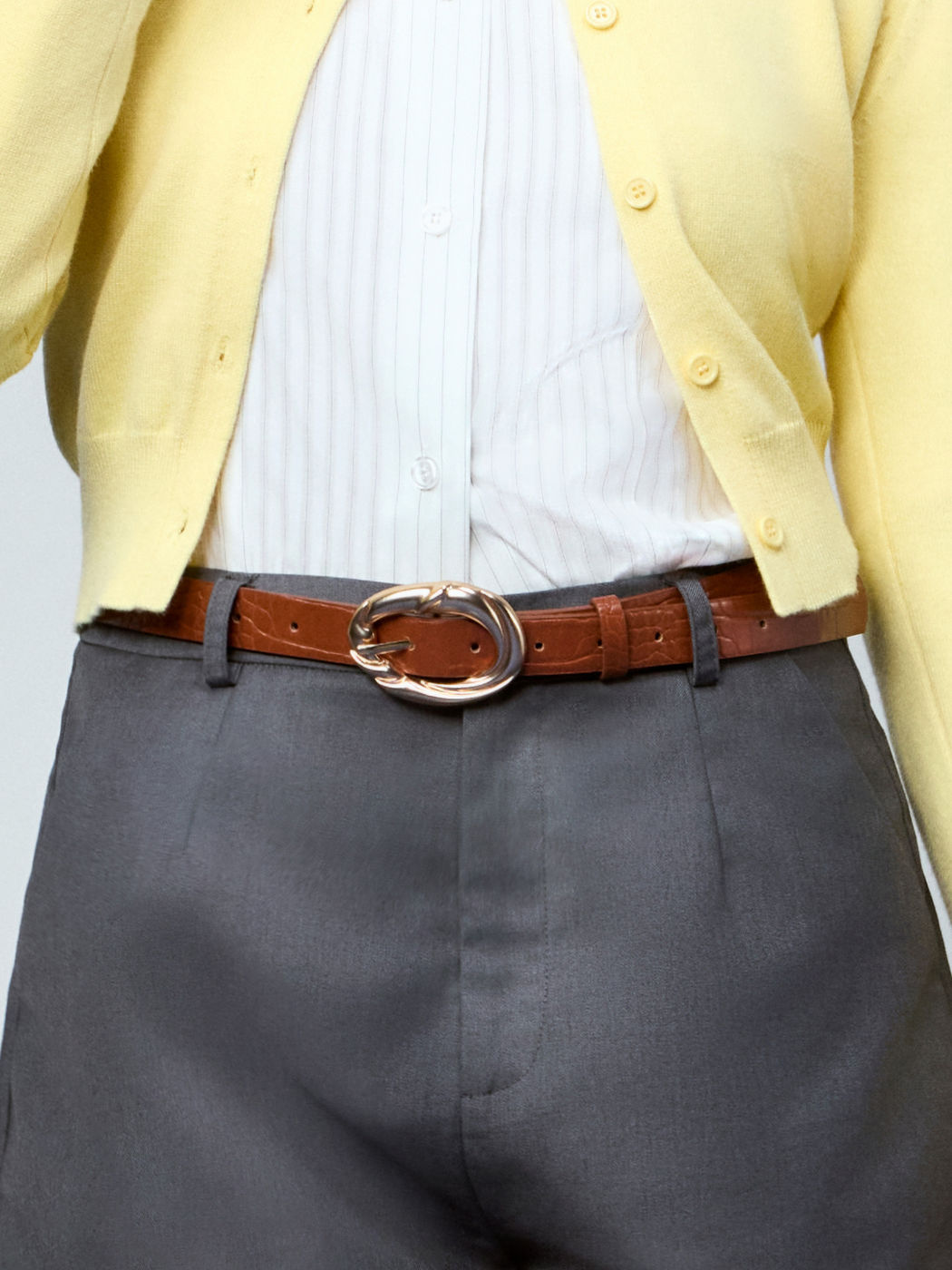 CROCODILE PATTERN OVAL BUCKLE BELT