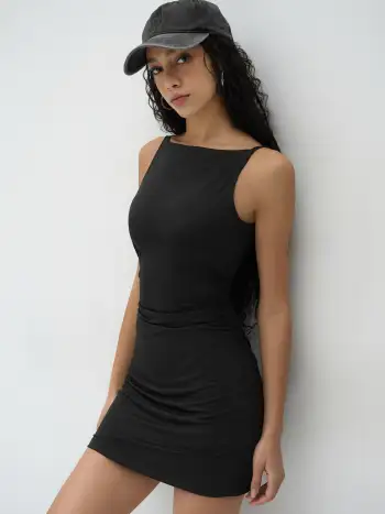 Party Dress Bodycon Mini Dress Date Night Knit Fabric Boat Neck Polka Dot Ruched Mini Dress For Daily Casual