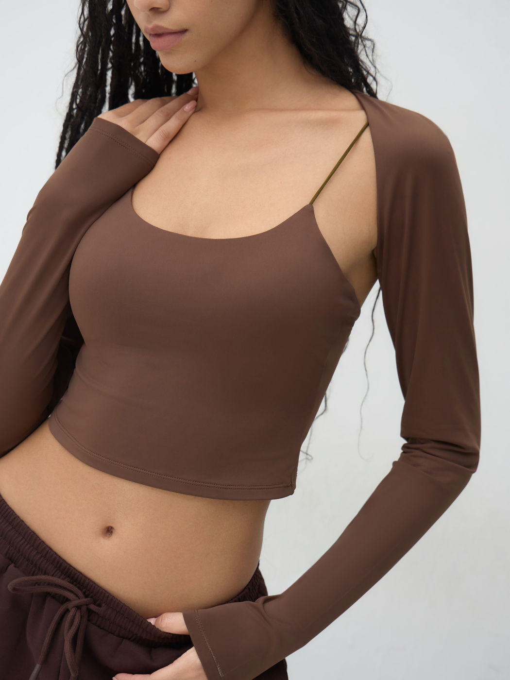 U-neckline Crop Cami Top With Shrug