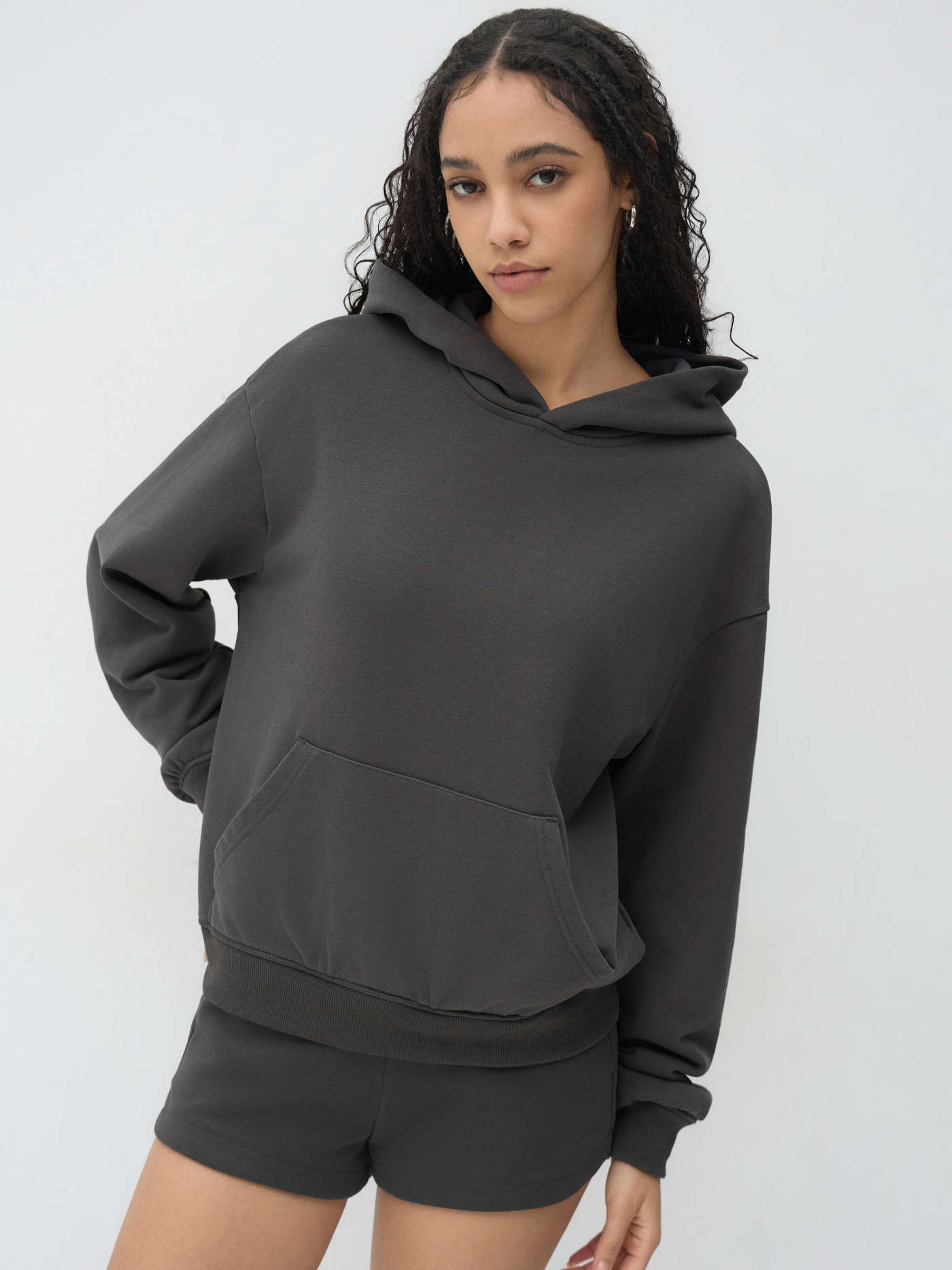 Oversized Terry Solid Hoodie